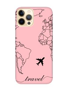Матовий рожевий чохол на Apple iPhone 12 Pro Max :: Карта. Контур (принт 330)