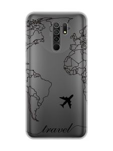 Прозорий чохол на Xiaomi Redmi 9 :: Карта. Контур (принт 330)