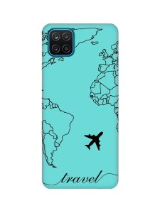 Матовий бірюзовий чохол на Samsung Galaxy A12 :: Карта. Контур (принт 330)