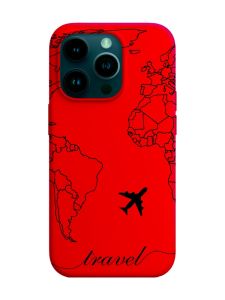 Матовий червоний чохол на Apple iPhone 14 Pro :: Карта. Контур (принт 330)