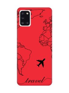 Матовий червоний чохол на Samsung Galaxy A31 :: Карта. Контур (принт 330)