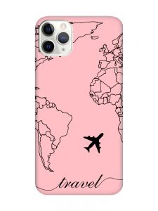 Матовий рожевий чохол на iPhone 11 Pro Max (6.5) :: Карта. Контур (принт 330)