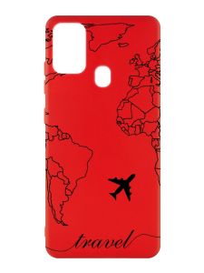 Матовий червоний чохол на Samsung Galaxy M30s/M21 :: Карта. Контур (принт 330)