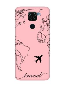 Матовий рожевий чохол на Xiaomi Redmi Note 9 :: Карта. Контур (принт 330)