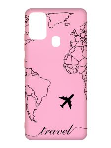 Матовий рожевий чохол на Samsung Galaxy M30s/M21 :: Карта. Контур (принт 330)