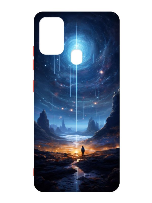 Чохол з червоними боками на Samsung Galaxy M30s/M21 :: Космос (принт 244)