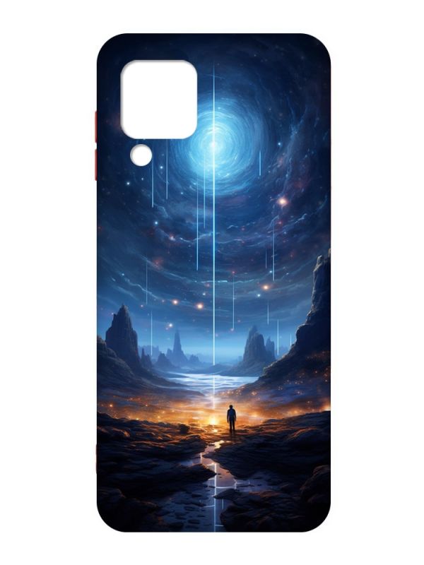 Чохол з червоними боками на Samsung Galaxy M32/A22/M22 4G :: Космос (принт 244)