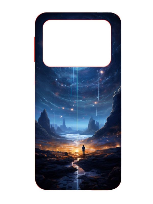 Чохол з червоними боками на Xiaomi Poco X4 Pro 5G :: Космос (принт 244)
