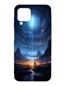 Чохол з чорними боками на Samsung Galaxy A12 :: Космос (принт 244)