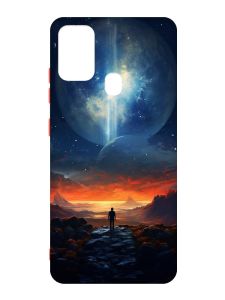 Чохол з червоними боками на Samsung Galaxy M30s/M21 :: Космос (принт 247)