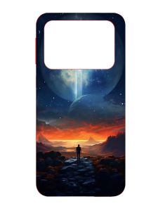 Чохол з червоними боками на Xiaomi Poco X4 Pro 5G :: Космос (принт 247)