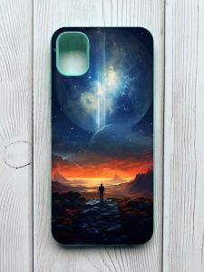 Чохол з бірюзовими боками на Samsung Galaxy A04E / A042 :: Космос (принт 247)