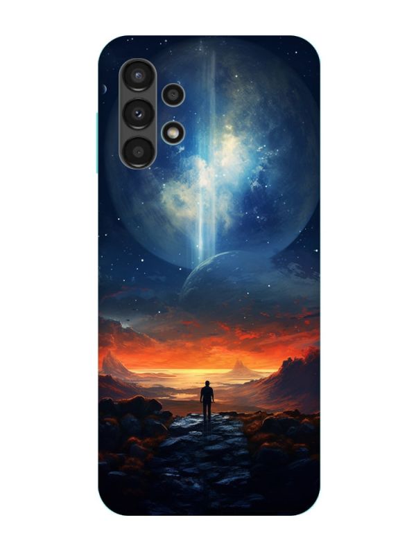 Чохол з бірюзовими боками на Samsung Galaxy A13 4G :: Космос (принт 247)