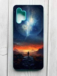 Чохол з бірюзовими боками на Samsung Galaxy A32 :: Космос (принт 247)
