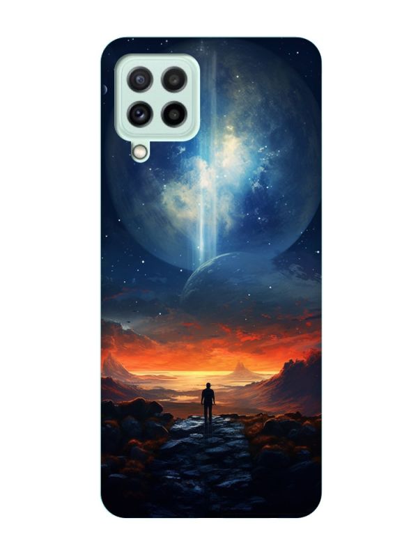 Чохол з бірюзовими боками на Samsung Galaxy M32/M22/A22 4G :: Космос (принт 247)