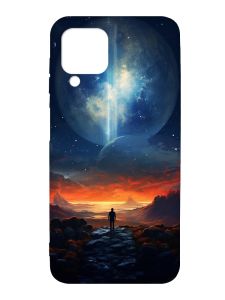 Чохол з чорними боками на Samsung Galaxy A12 :: Космос (принт 247)