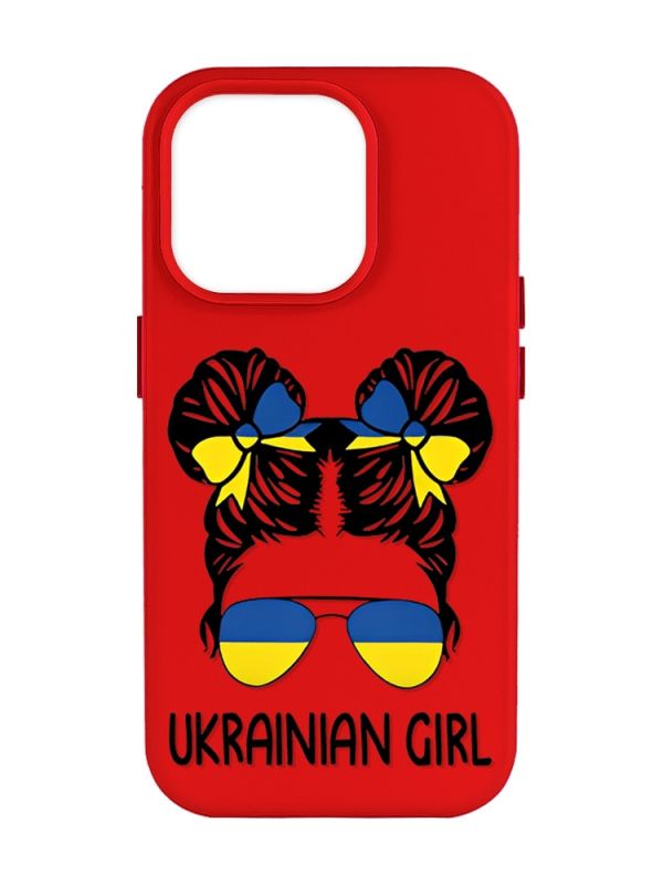 Матовий червоний чохол на Apple iPhone 14 Pro Max :: Українська дівчина (патріотичний принт 113)