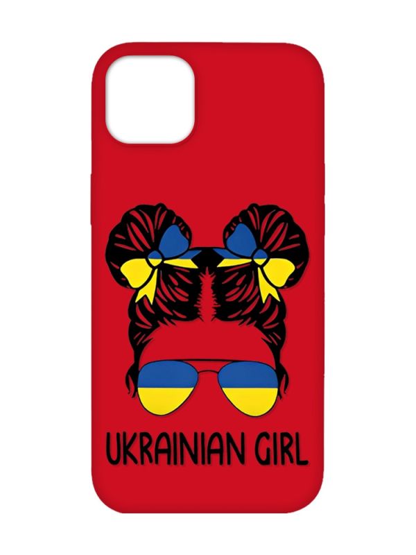 Матовий червоний чохол на iPhone 14 Plus :: Українська дівчина (патріотичний принт 113)