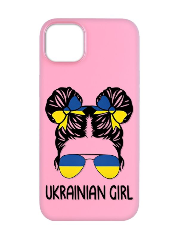 Матовий рожевий чохол на Apple iPhone 14 Plus :: Українська дівчина (патріотичний принт 113)