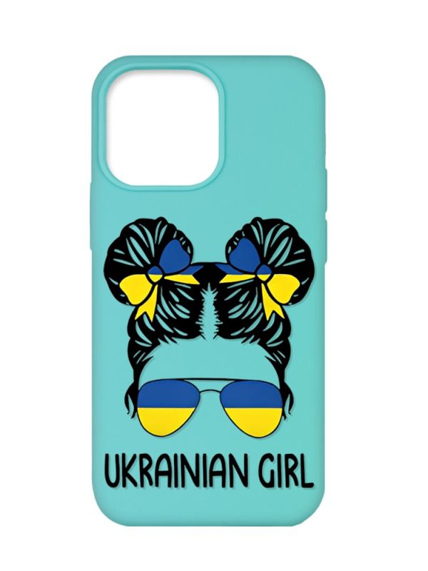 Матовий бірюзовий чохол на Apple iPhone 13 Pro :: Українська дівчина (патріотичний принт 113)