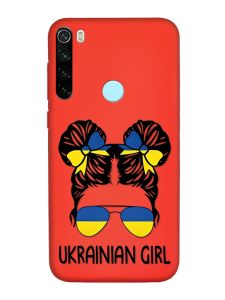 Матовий червоний чохол на Xiaomi Redmi Note 8T :: Українська дівчина (патріотичний принт 113)