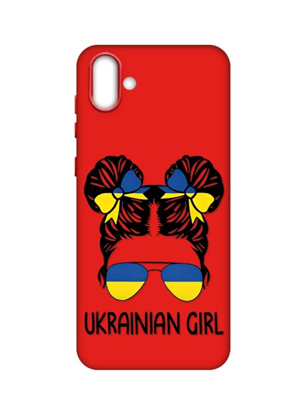 Матовий червоний чохол на Samsung Galaxy A04 :: Українська дівчина (патріотичний принт 113)