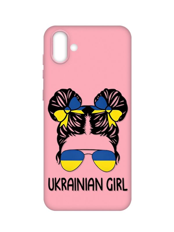 Матовий рожевий чохол на Samsung Galaxy A04 :: Українська дівчина (патріотичний принт 113)