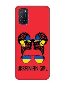 Матовий червоний чохол на Oppo A52/ A72/ A92 :: Українська дівчина (патріотичний принт 113)