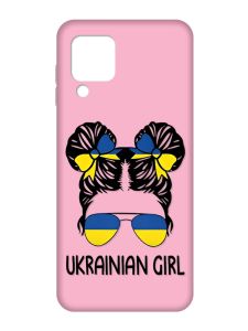 Матовий рожевий чохол на Samsung Galaxy M32/A22/M22 4G :: Українська дівчина (патріотичний принт 113)