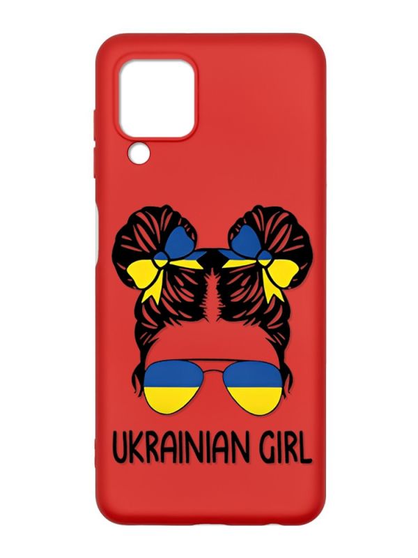 Матовий червоний чохол на Samsung Galaxy M32/A22/M22 4G :: Українська дівчина (патріотичний принт 113)