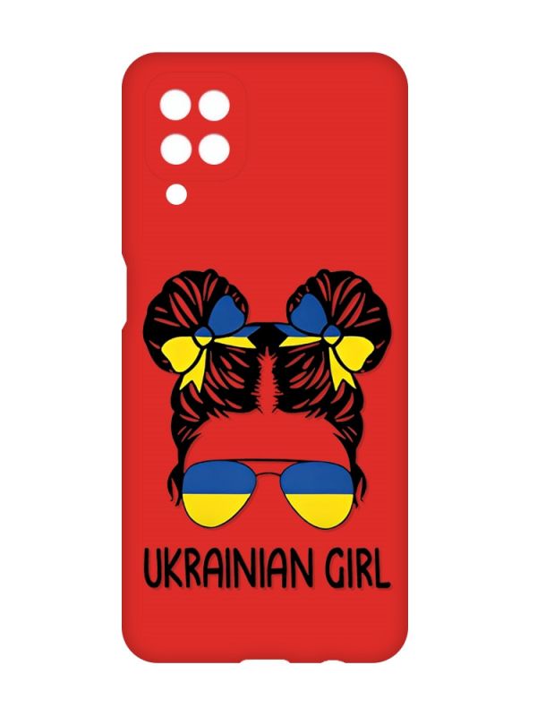 Матовий червоний чохол на Samsung Galaxy A12 :: Українська дівчина (патріотичний принт 113)
