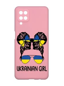 Матовий рожевий чохол на Samsung Galaxy A12 :: Українська дівчина (патріотичний принт 113)