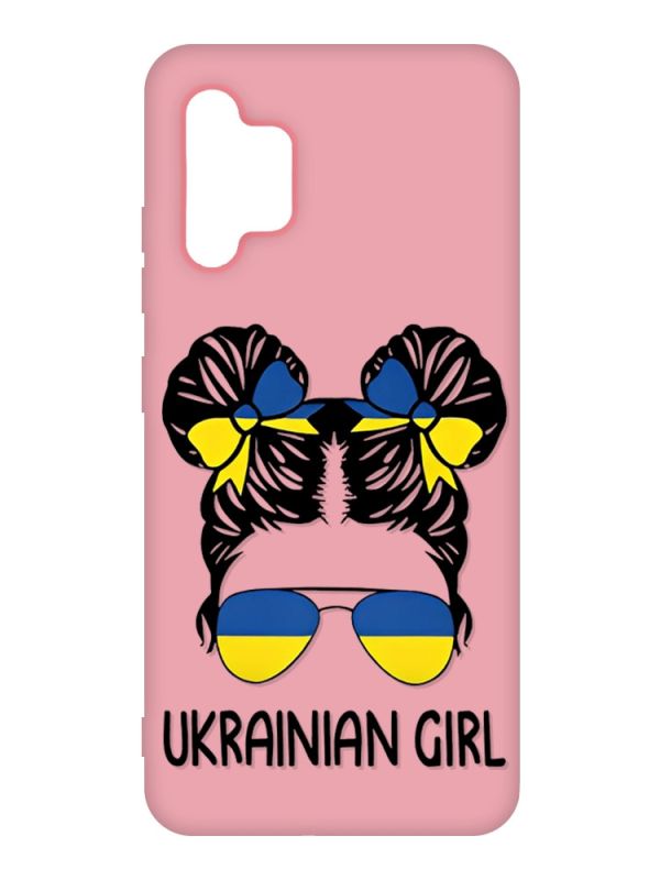 Матовий рожевий чохол на Samsung Galaxy A32 :: Українська дівчина (патріотичний принт 113)
