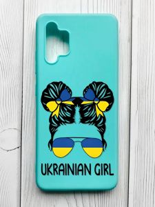 Матовий бірюзовий чохол на Samsung Galaxy A32 :: Українська дівчина (патріотичний принт 113)