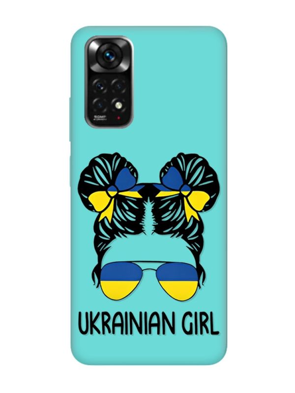 Матовий бірюзовий чохол на Xiaomi Redmi Note 11 :: Українська дівчина (патріотичний принт 113)