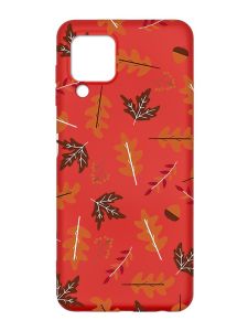 Матовий червоний чохол на Samsung Galaxy M32/A22/M22 4G :: Осінь (принт 107)