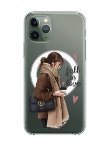 Магнітний чохол на iPhone 12/12 Pro із підтримкою MagSafe :: Дівчина з кавою (принт 112)