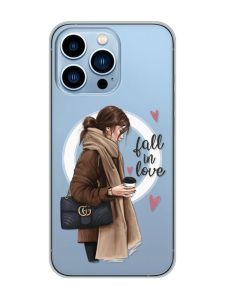 Магнітний чохол на iPhone 13 Pro Max із підтримкою MagSafe :: Дівчина з кавою (принт 112)