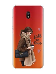 Прозорий чохол на Xiaomi Redmi 8A :: Дівчина з кавою (принт 112)