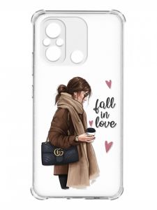 Чохол з потовщеними кутами на Xiaomi Redmi 12C :: Дівчина з кавою (принт 112)