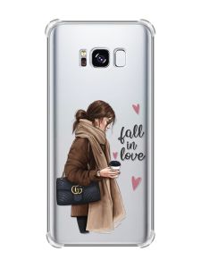 Чохол з потовщеними кутами на Samsung Galaxy S8 :: Дівчина з кавою (принт 112)