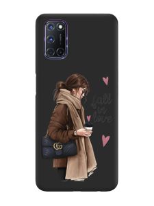 Матовий чорний чохол на Oppo A52/A72/A92 :: Дівчина з кавою (принт 112)