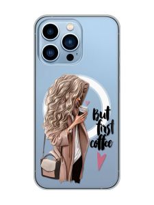 Магнітний чохол на iPhone 13 Pro Max із підтримкою MagSafe :: Дівчина з кавою (принт 114)