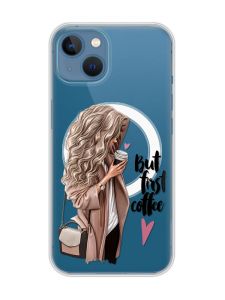 Магнітний чохол на iPhone 13 (6.1) із підтримкою MagSafe :: Дівчина з кавою (принт 114)