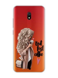 Прозорий чохол на Xiaomi Redmi 8A :: Дівчина з кавою (принт 114)