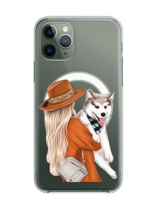 Магнітний чохол на iPhone 12/12 Pro із підтримкою MagSafe :: Дівчина з песиком (принт 115)