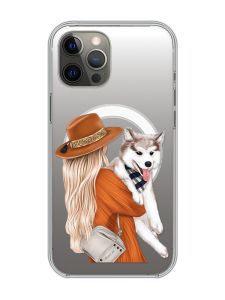 Магнітний чохол на iPhone 12 Pro Max із підтримкою MagSafe :: Дівчина з песиком (принт 115)