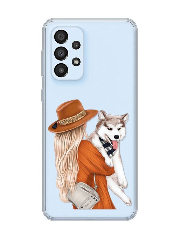 Прозорий чохол на Samsung Galaxy A33 5G :: Дівчина з песиком (принт 115)