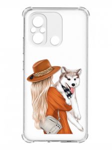 Чохол з потовщеними кутами на Xiaomi Redmi 12C :: Дівчина з песиком (принт 115)
