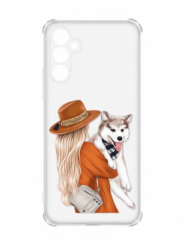 Чохол із потовщеними кутами на Samsung Galaxy A54 5G/A546 :: Дівчина з песиком (принт 115)